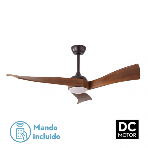 Ventilador  Dc Janubi 18w Marron/cerezo 3 Asp.6 Veloc.Reg.x132d 2350lm Remoto,memoria Y Temp.3000-4000-6000k00-4000-6000k