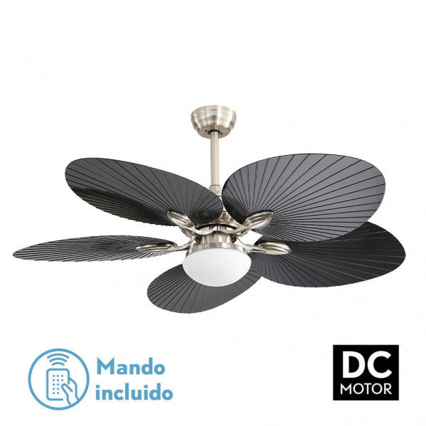 Ventilador  Dc Chaw 24w 2950lm Niquel/negro 5asp.6vel.132d  C/remoto, Memoria Y Temp.3000-4000-6000k