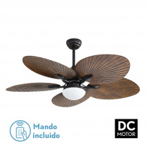 Ventilador Dc Chaw 24w 2950lm Negro/marron 5 Asp.6 Veloc.132d  C/remoto, Memoria Y Temp.3000-4000-6000k