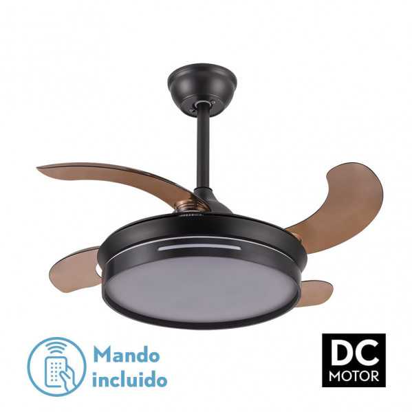 Ventilador  Dc Mbatis 48w Negro 4 Asp.desp. 91,4d 3000-4000-6000k  Remoto+memoria+temporizador