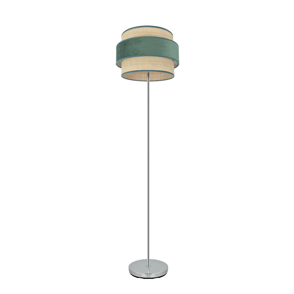 Pie De Salon Reyes 1xe27 Cromo/natural-verde 160x40x40 cm