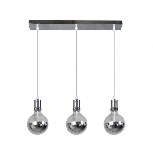 lampara Gala 3xe27 Cromo/cromo  Bombillas   Incluidas 24w 2700k 2100lm Regx64x12,5 Cm