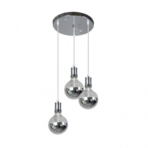 lampara Gala 3xe27 Cromo/cromo Bombillas   Incluidas 24w 2700k 2100lm Regx36x36 Cm