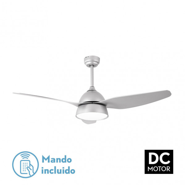 Ventilador  2xe27 Dc Kohilo Plata 3 Asp.6 Vel  132d C/remoto Y Temporizador