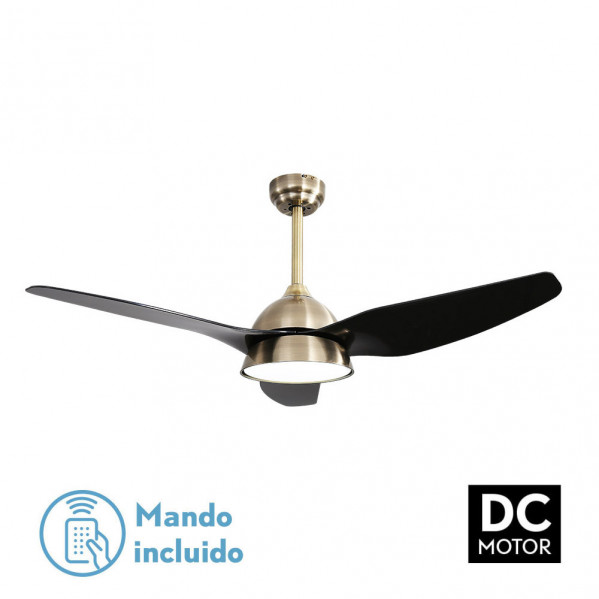 Ventilador  2xe27 Dc Kohilo Cuero/negro3 Asp.6 Vel  132d C/remoto Y Temporizador