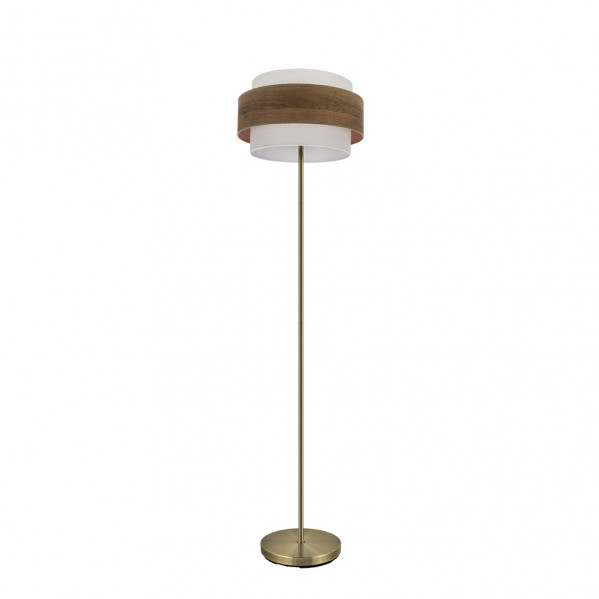 pie Salon Myriam 1xe27 Cuero/Madera Oscura