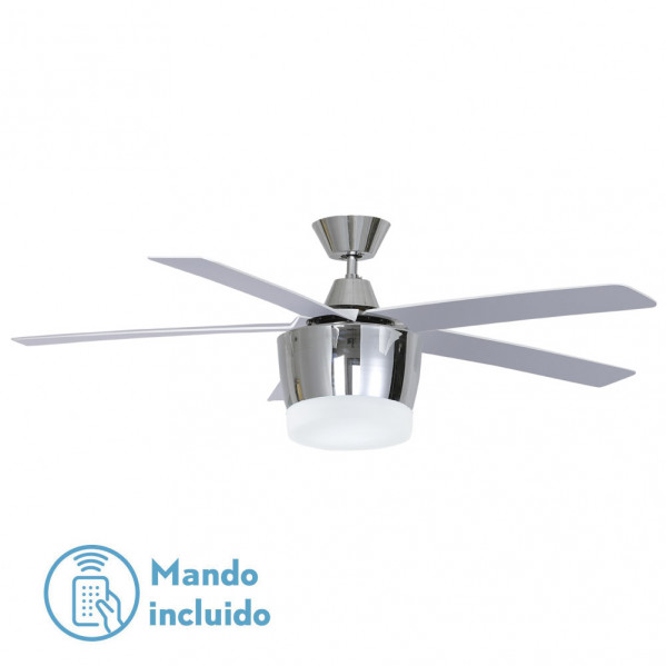 Ventilador Bali 48w 4000k Cromo 5 Aspas 48x132d 3840lm C/ Remoto