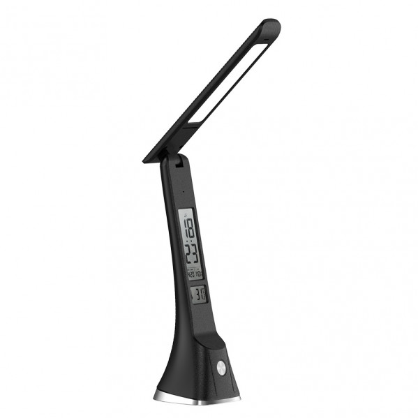 flexo Apofilita 5w 400lm Negro 4000k 28x8x25cm Reg.3 Intensidades Digital C/fecha-hora-alarma-temp.