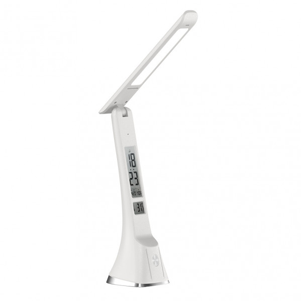 flexo Apofilita 5w 400lm Blanco 4000k 28x8x25cm Reg.3intensidades, Digital C/fecha-hora-alarma-temp.
