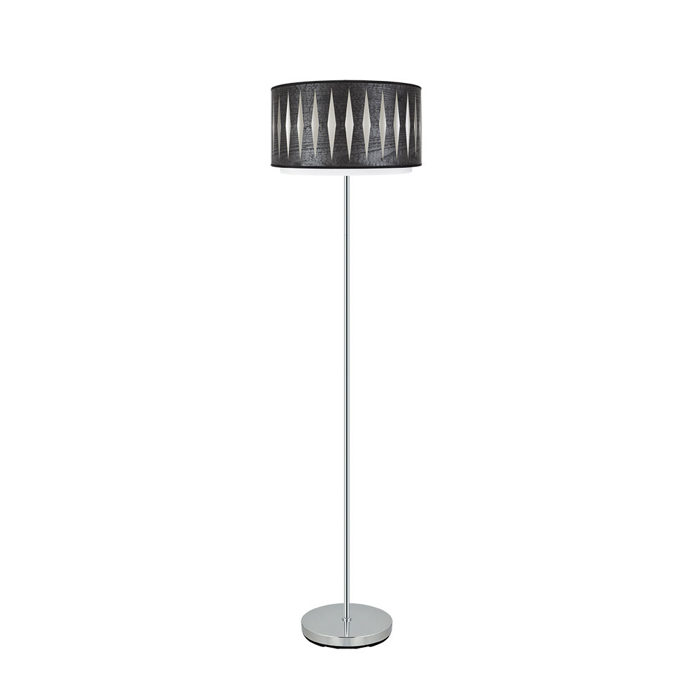 Pie Salon Alexandra 1xe27 Cromo/madera Negra 162x40x40 Cm