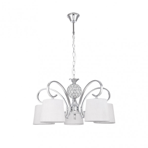 Lampara Bogota 5xe14 Cromo Pantalla Blanca Regx57x57 Cm