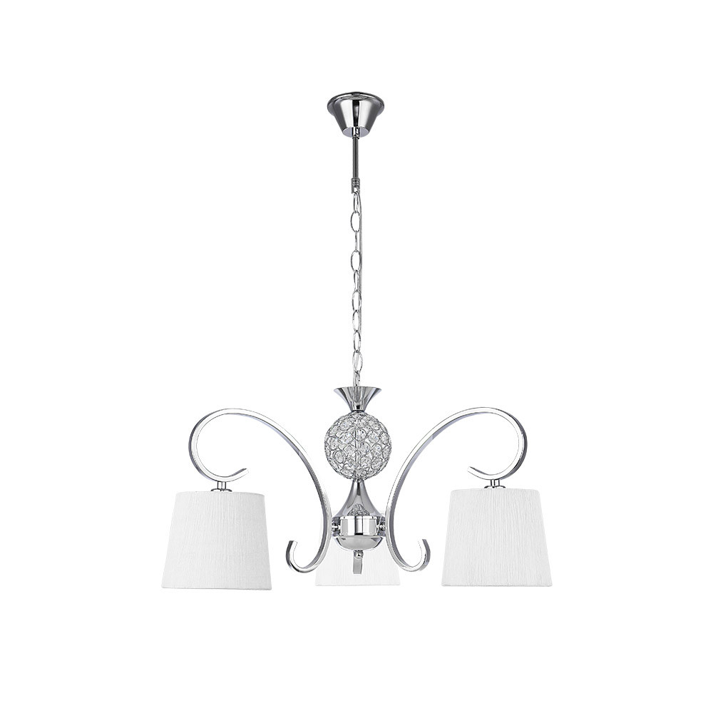 Lampara Bogota 3xe14 Cromo Pantalla Blanca Regx57x57 Cm