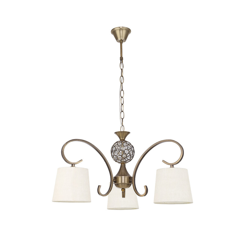 Lampara Bogota 3xe14 Cuero Pantalla Beis Regx57x57 Cm