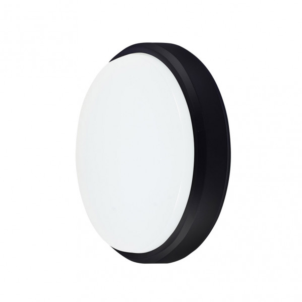 aplique 12w 6400k Yucatan Redondo Ip65  Negro 17,5x17,5x6cm 1140 Lm