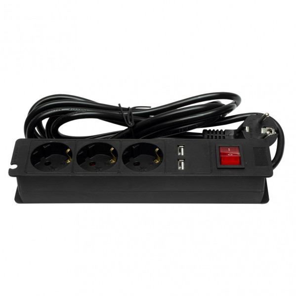 base Multiple 3 Ench+2 Usb E Interruptor  3500w Cable 3m 3gx1,5mm De Cobre