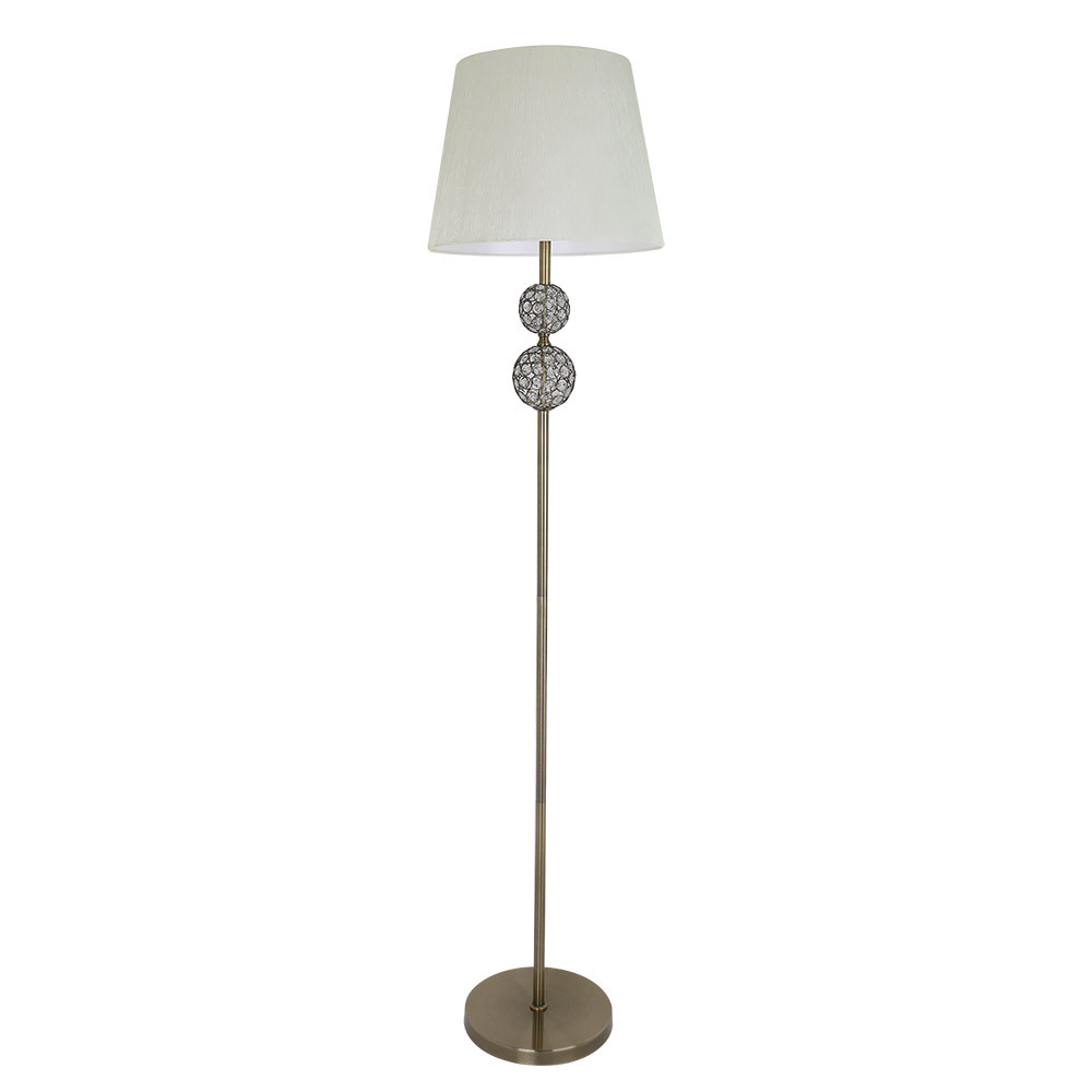 Pie Salon Bogota 1xe27 Cuero Pantalla Beis 160x38x38 Cm