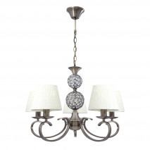 Lampara Ordoñez 5xe14 Cuero Pantalla Beis Regx60x60 Cm