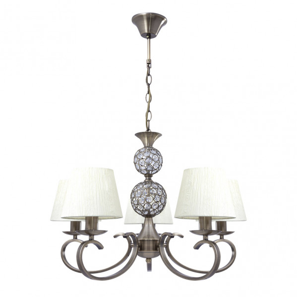 lampara OrdoÃ±ez 5xe14 Cuero Pantalla Beis Regx60x60 Cm