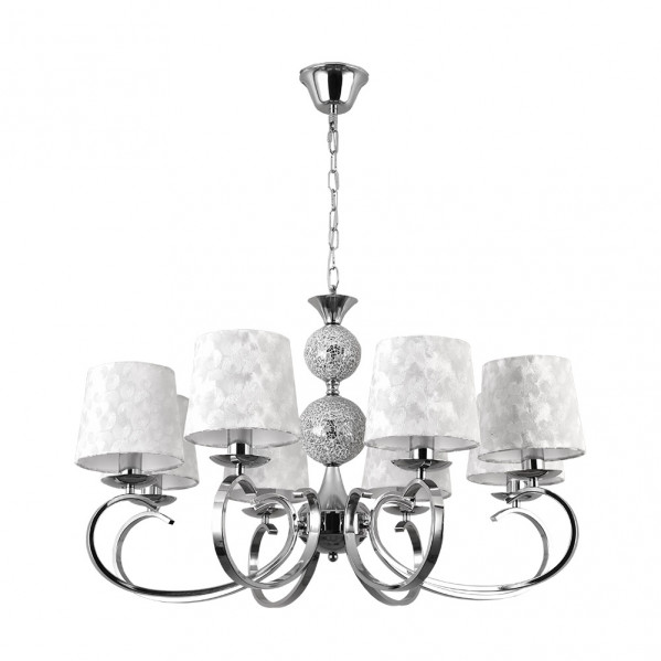 lampara Ubeda 8xe14 Cromo Pantalla Blanca Regx76x76 Cm