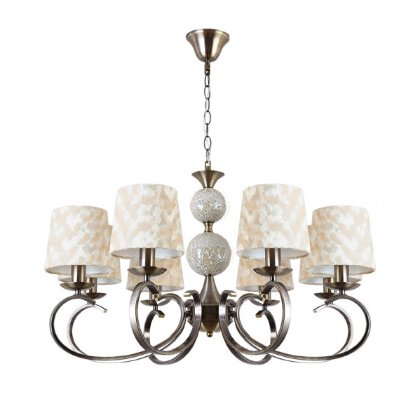 lampara Ubeda 8xe14 Cuero Pantalla Beis Regx76x76 Cm