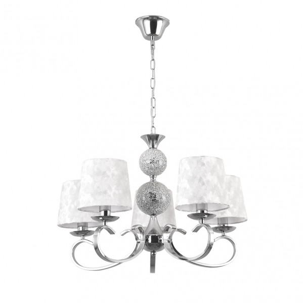 lampara Ubeda 5xe14 Cromo Pantalla Blanca Regx60x60 Cm