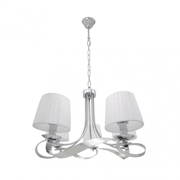 lampara Baeza 5xe14 Cromo Pantalla Blanca Regx55x55 Cm