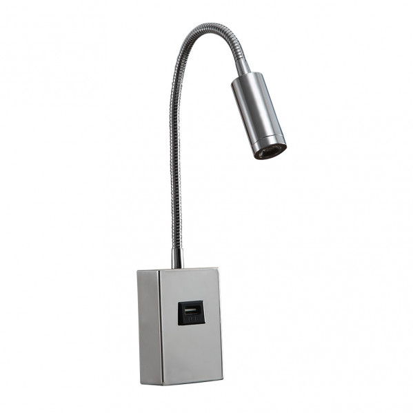 aplique 3w 4000k Capote Cromo C/usb E Interrupt. 285lm 43x6x4 Cm Articulab. Y Orientab.