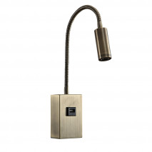 Aplique 3w 4000k Capote Cuero C/usb E Interrupt. 43x6x4 Cm 285lm Articulab. Y Orientab.