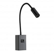 Aplique 3w 4000k Capote Negro Usb E Interrupt. 43x6x4 Cm 285lm Articulab. Y Orientab.