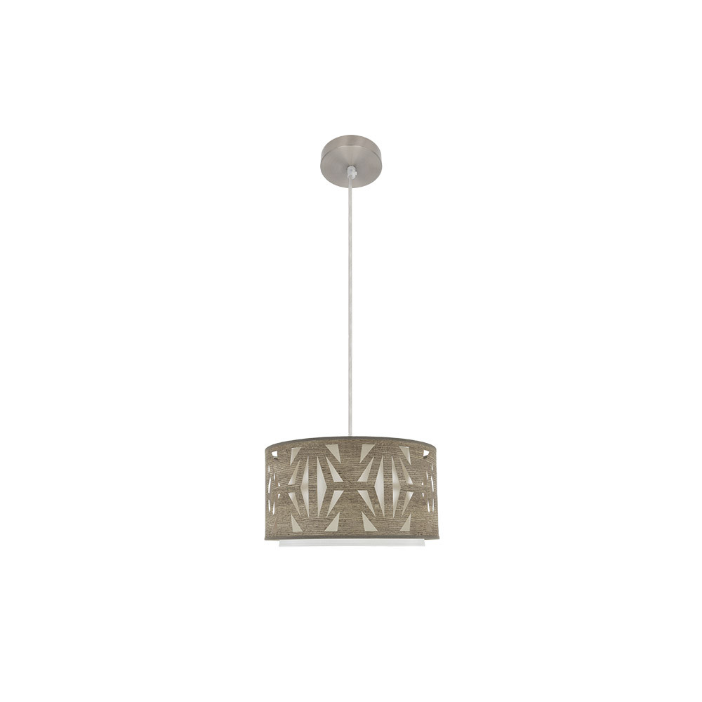 Colgante Katerina 1xe27 Niquel/madera Gris Regx30x30 cm