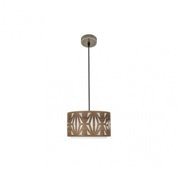 colgante Katerina 1xe27 Cuero/madera Oscura Regx30x30 cm