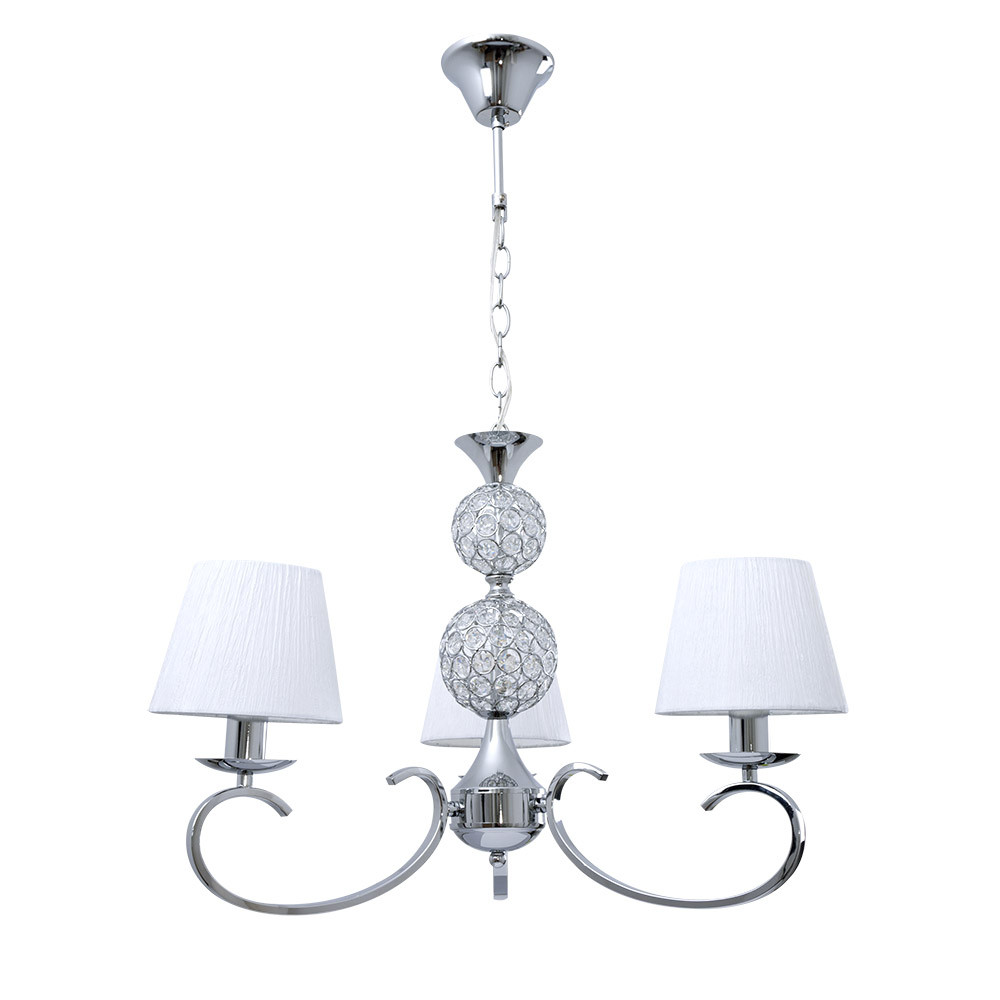 Lampara Ordoñez 3xe14 Cromo Pantalla Blanca Regx60x60 Cm
