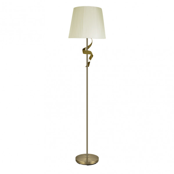 pie Salon Baeza 1xe27 Cuero Pantalla Beis 162x38x38 Cm