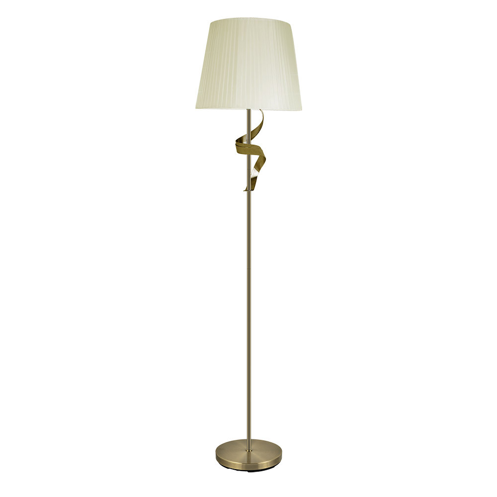 Pie Salon Baeza 1xe27 Cuero Pantalla Beis 162x38x38 Cm