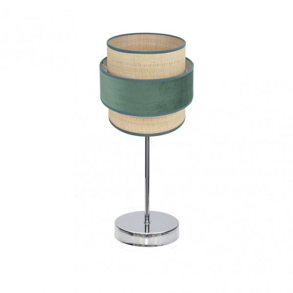 sobremesa Reyes 1xe14 Cromo/natural-verde 43x18x18 cm
