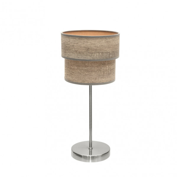 sobremesa Doble Smile 1xe14 Niquel/madera Gris 44x18x18 Cm