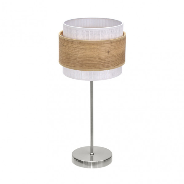 sobremesa Myriam 1xe14 Niquel/Madera Clara 47x18x18 cm