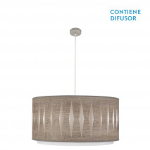 Colgante Alexandra 3xe27 Niquel/madera Gris Regx60x60 cm