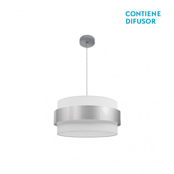 colgante Bremen Cromo/blanco-plata 3xe27 Regx40x40 Cm