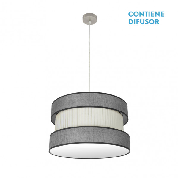 colgante Home 2xe27 Niquel/gris-beis Regx50x50 Cm