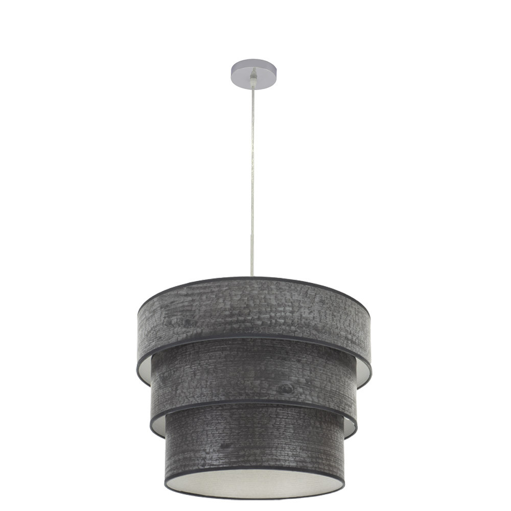 Colgante Triple Smile 3xe27 Cromo/madera Negra Regx50x50 Cm