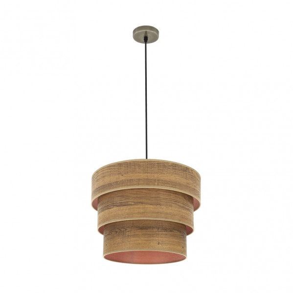 Colgante Triple Smile 1xe27 Cuero/madera Oscura Regx40x40 Cm