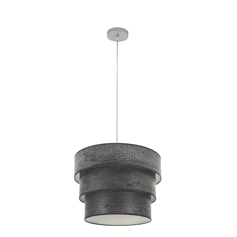 Colgante Triple Smile 1xe27 Cromo/Madera Negra Regx40x40 Cm
