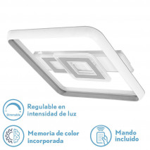 Plafon 80w Sucre 3000-4000-6500k Blanco/gris Cuadrado 7x51x51 Cm 7600lm Reg.intens. C.remoto Y Memoria