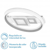 Plafon 80w Sucre 3000-4000-6500k  Blanco/gris 7x51x51 Cm Reg.Intensidad, Control Remoto Y Memoria