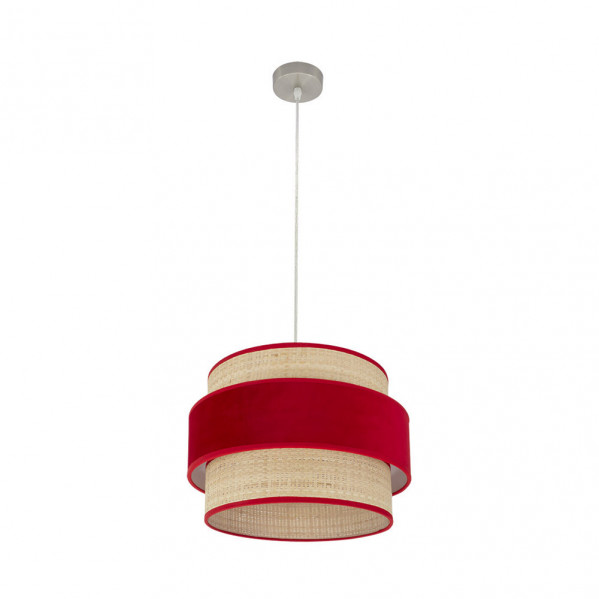 colgante Reyes 1xe27 Niquel/natural-rojo Regx40x40 Cm