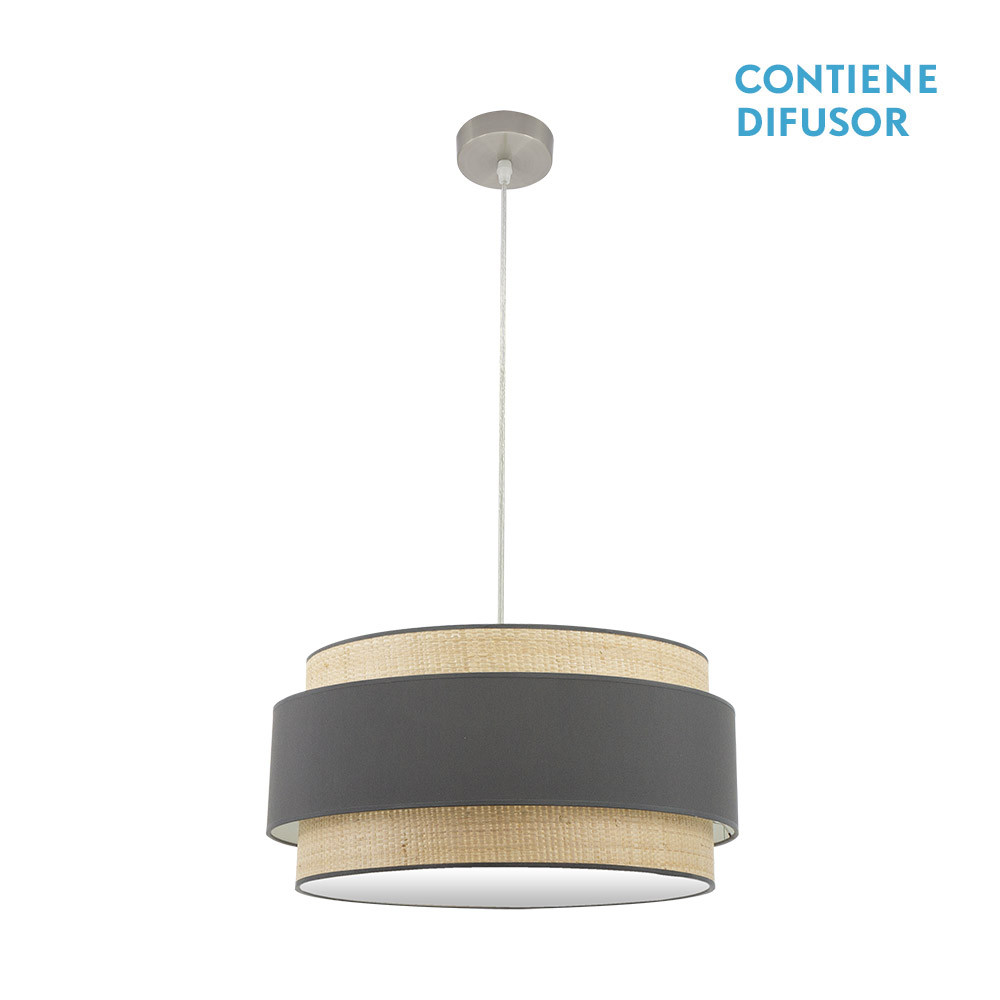 Colgante Kandy 3xe27 Natural/gris Regx60x60 Cm