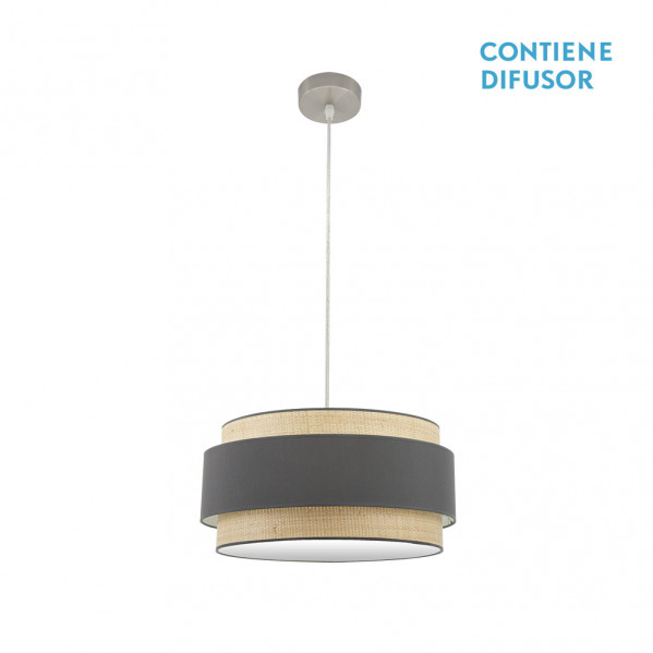 colgante Kandy 2xe27 Natural/gris Regx50x50 Cm