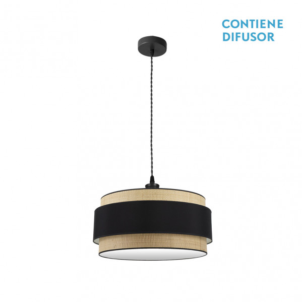 colgante Kandy 2xe27 Natural/negro Regx50x50 Cm