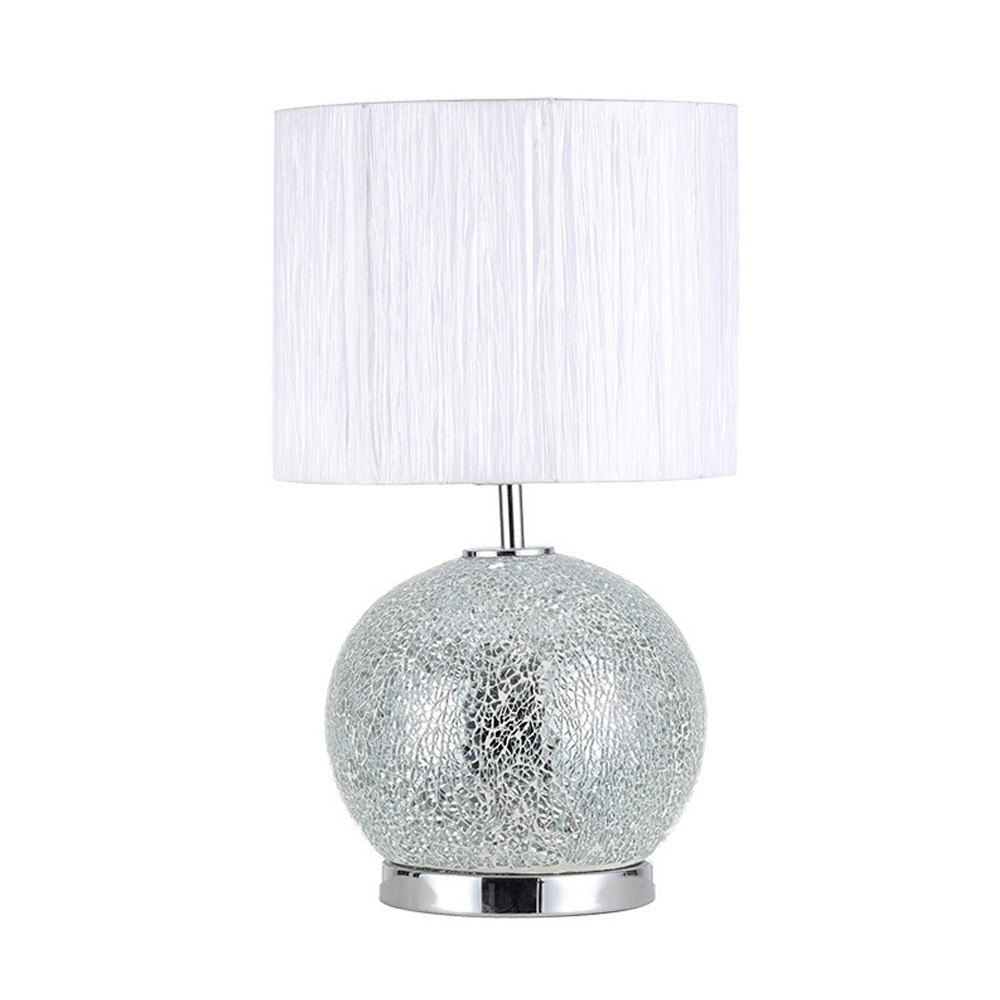 Sobremesa Cristal Secoya 1xe27+LED 5W 4000K 2 Encend.indep 50x30x30 Cm Mosaico Espejo/cromo C/pant Blanca